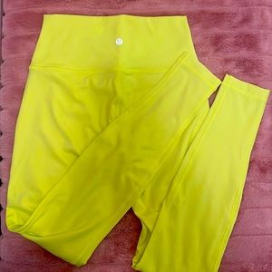 Lululemon Neon Yellow Wunder Under High-Rise Leggings 28”, like new